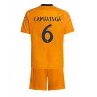 Real Madrid Eduardo Camavinga #6 Fotballklær Bortedraktsett Barn 2024-25 Kortermet (+ korte bukser)